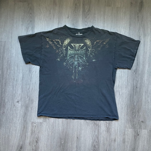 Y2K West Coast Choppers “Biker Cross Logo” Graphic T-Shirt (Sz.XL) - Picture 1 of 6